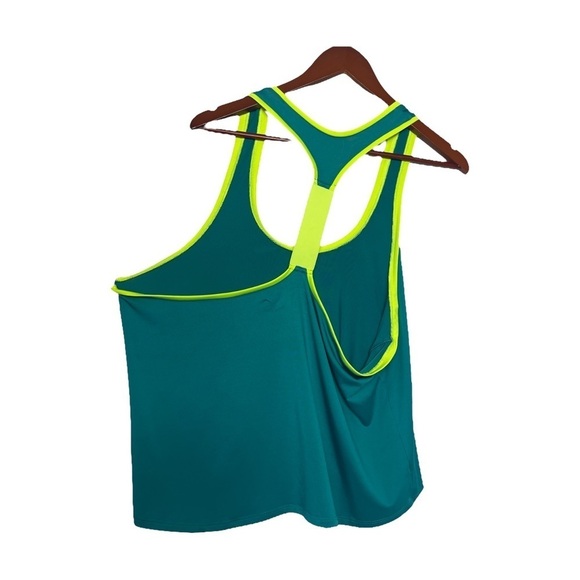 Blue Racer Back Tank Top with Yellow Detail - Picture 3 of 3